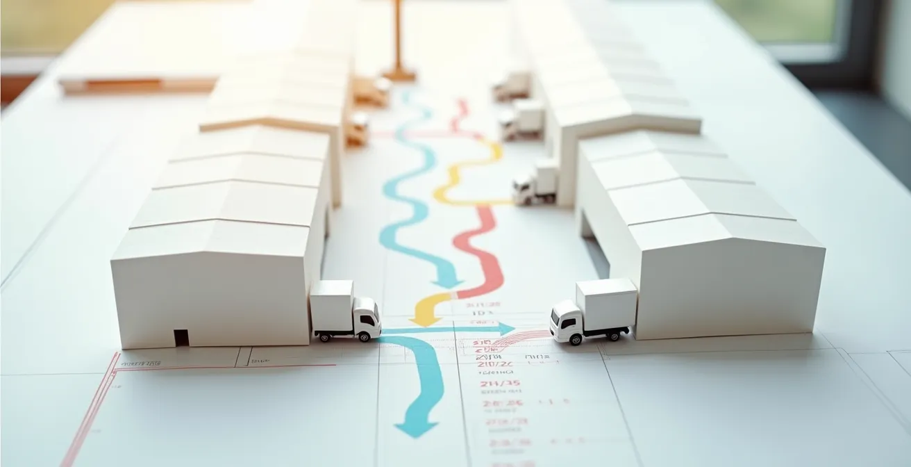 Schéma comparatif vue du dessus d'une plateforme en I et en U avec flux de circulation