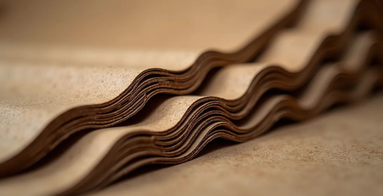 Coupe transversale de trois types de carton ondulé montrant les différences de structure