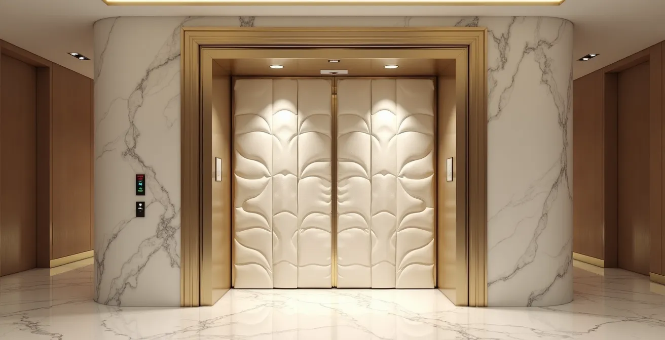 Ascenseur d'immeuble protégé par des bâches capitonnées pendant un déménagement