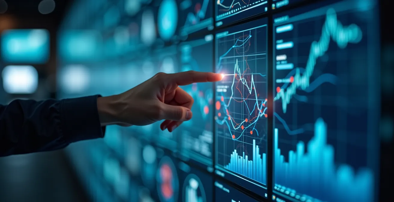 Centre de contrôle logistique moderne avec multiples écrans de suivi