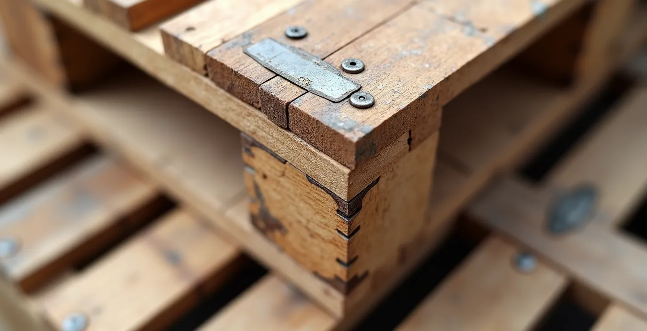 Gros plan sur un système de palette standardisée avec gabarit de chargement